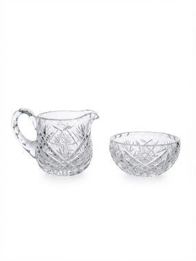 3 Piece Bohemia Crystal 💎 Complete Set - Creamer, Sugar & Tray (MINT-NEAR MINT)